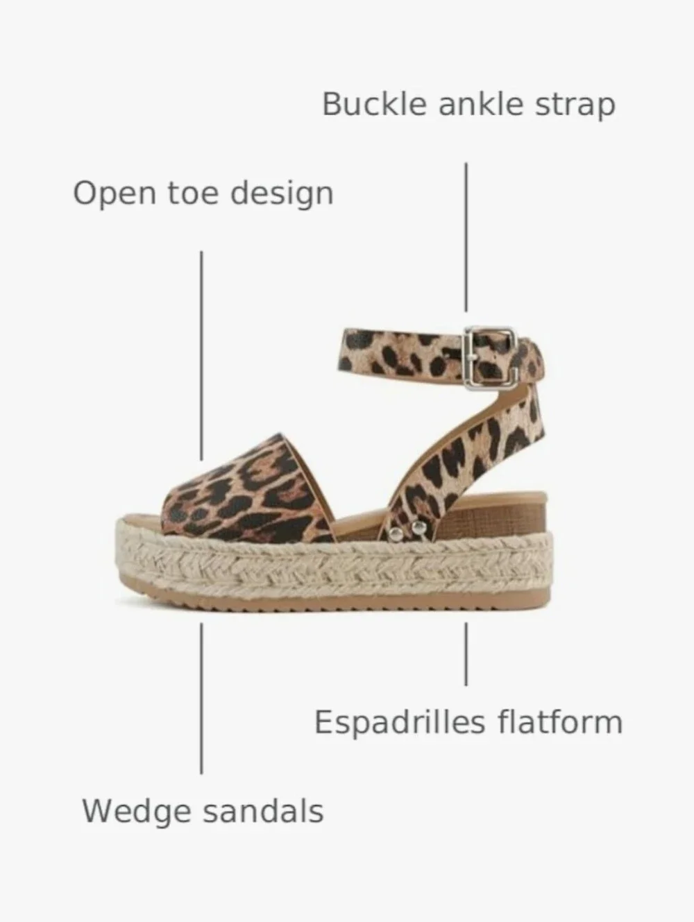 Soda Topic Open Toe Buckle Ankle Strap Espadrilles Flatform Wedge Casual Sandal